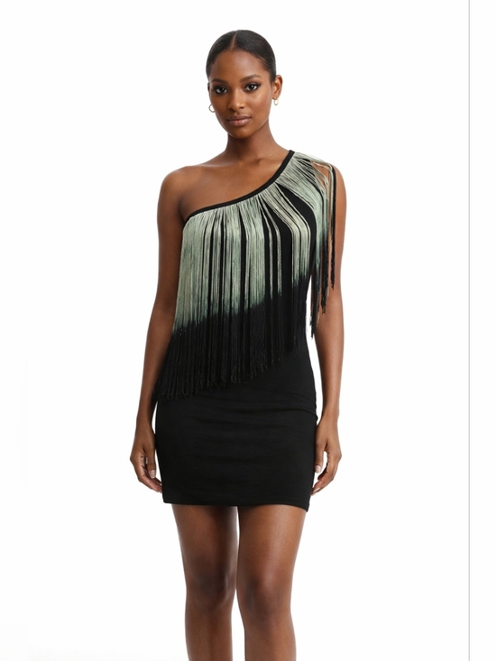 Zara Dresses & Skirts - Zara One Shoulder Fringe Dress